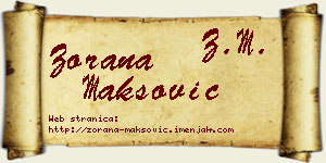 Zorana Maksović vizit kartica